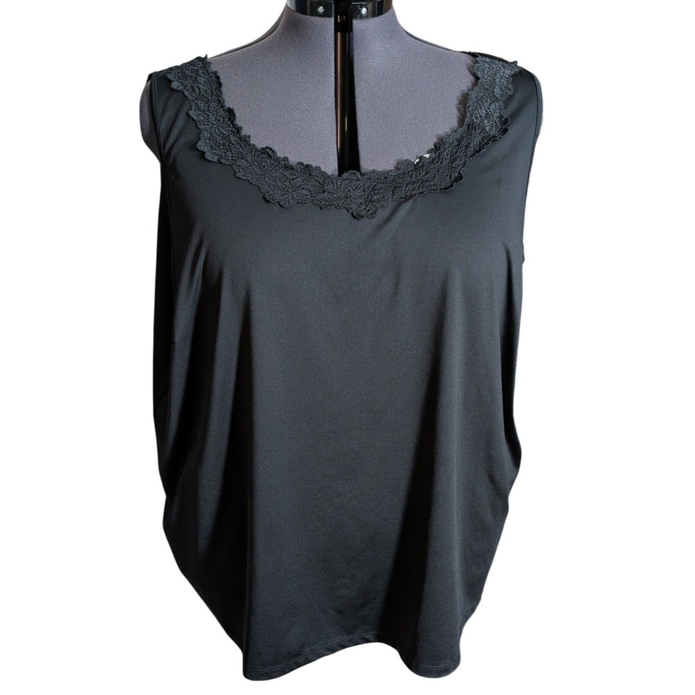 Whimsigoth Black Lace Trim Tank Top Catherines Plus 4X